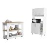 Wenden 2 Piece Kitchen Set, Kitchen Island + Kitchen Pantry, White / Light Oak