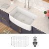 33"*20" Undermount Single Bowl Rectangular Porcelain Ceramic Curved Apron Front Farmhouse Kitchen Sink