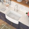 33"*20" Undermount Single Bowl Rectangular Porcelain Ceramic Curved Apron Front Farmhouse Kitchen Sink