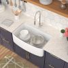 33"*20" Undermount Single Bowl Rectangular Porcelain Ceramic Curved Apron Front Farmhouse Kitchen Sink