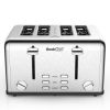 Toaster 4 Slice;  Geek Chef Stainless Steel Extra-Wide Slot Toaster with Dual Control Panels of Bagel/Defrost/Cancel Function(Sliver-Black)