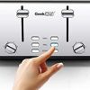 Toaster 4 Slice;  Geek Chef Stainless Steel Extra-Wide Slot Toaster with Dual Control Panels of Bagel/Defrost/Cancel Function(Sliver-Black)