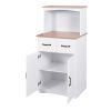 Wooden Kitchen Cabinet White Pantry Storage Microwave Cabinet with Storage Drawer