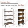 Foldable Rolling Cart with Storage Shelves for Kitchen