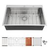 33-inch Topmount Drop-in Single Bowl Workstation Stainless Steel Kitchen Sink Built-in Two-Ledge