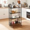 Foldable Rolling Cart with Storage Shelves for Kitchen