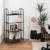 Foldable Rolling Cart with Storage Shelves for Kitchen