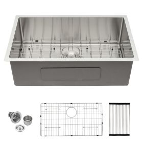 Lordear 32 Inch Undermount Kitchen Sink Single Bowl 16 Gauge Stainless Steel Sink (size: 32)