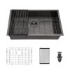 33 Inch Undermount Kitchen Sink Single Bowl 18 Gauge Gunmetal Black Stainless Steel Sink