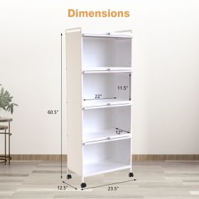 5-Tier Kitchen Baker's Rack with Flip-up PC Doors (Color: White)