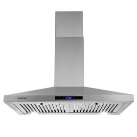 30 Inch Wall Mount Kitchen Hood 350 CFM Range Hood Stove Vented Hood Exhaust Fan (Color: sliver)