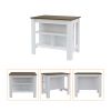 Surrey 2 Piece Kitchen Set, Kitchen Island + Pantry Cabinet , White /Walnut