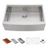 33-inch 16-Gauge/36-inch 18-Gauge Undermount 304 Stainless Steel Single Bowl Ledge Workstation Apron Front Farmhouse Kitchen Sink