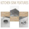 Stainless Steel Drop-in Kitchen Sink, Deep Topmount  Stainless Steel Laundry Sink Single Bowl Laundry Room Sink Outdoor Sink