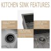 33 Inch Undermount Kitchen Sink Single Bowl 18 Gauge Gunmetal Black Stainless Steel Sink